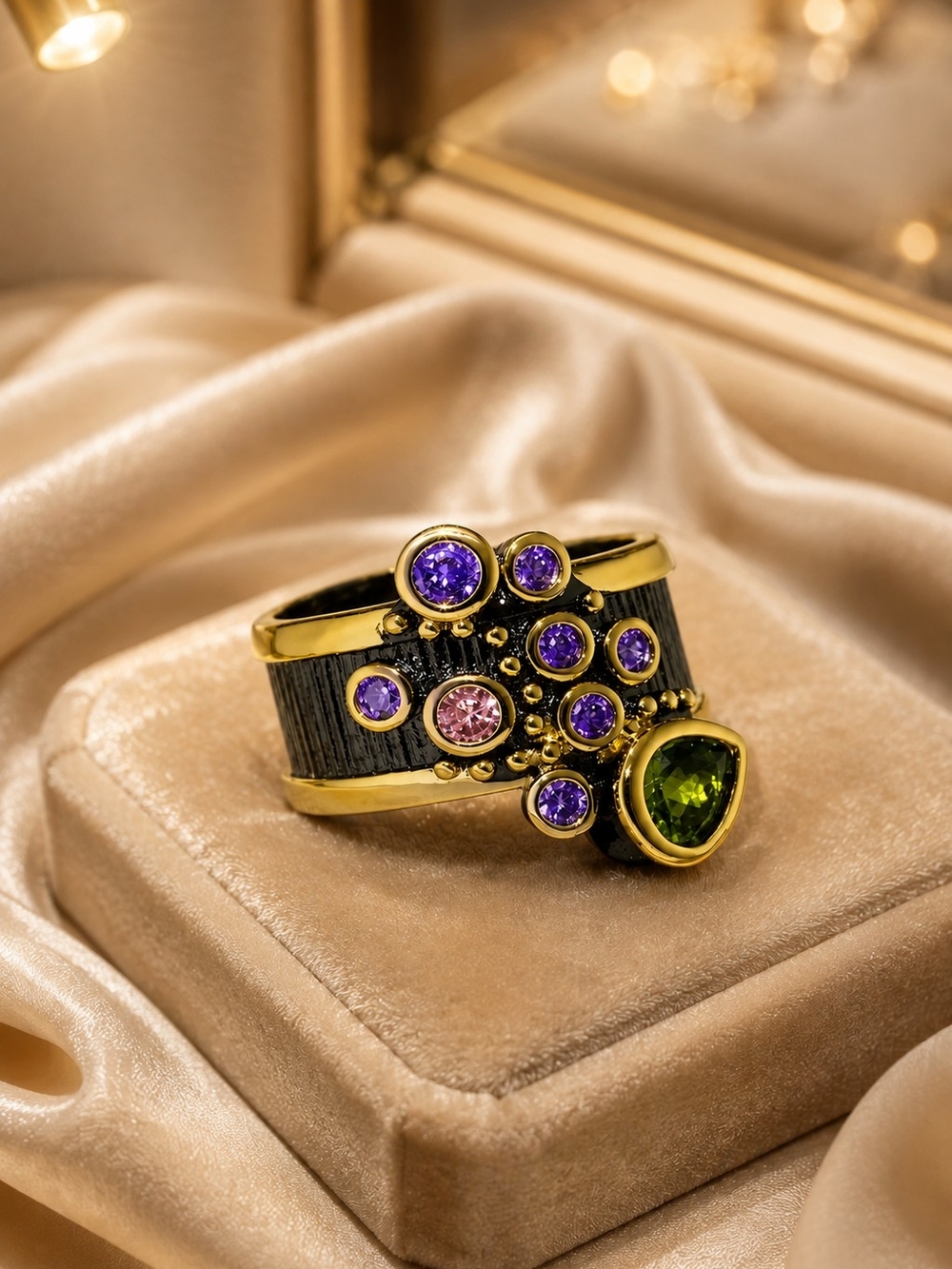 Vintage Women Ring Multi Shape Colorful CZ Wedding Engagement Jewelry